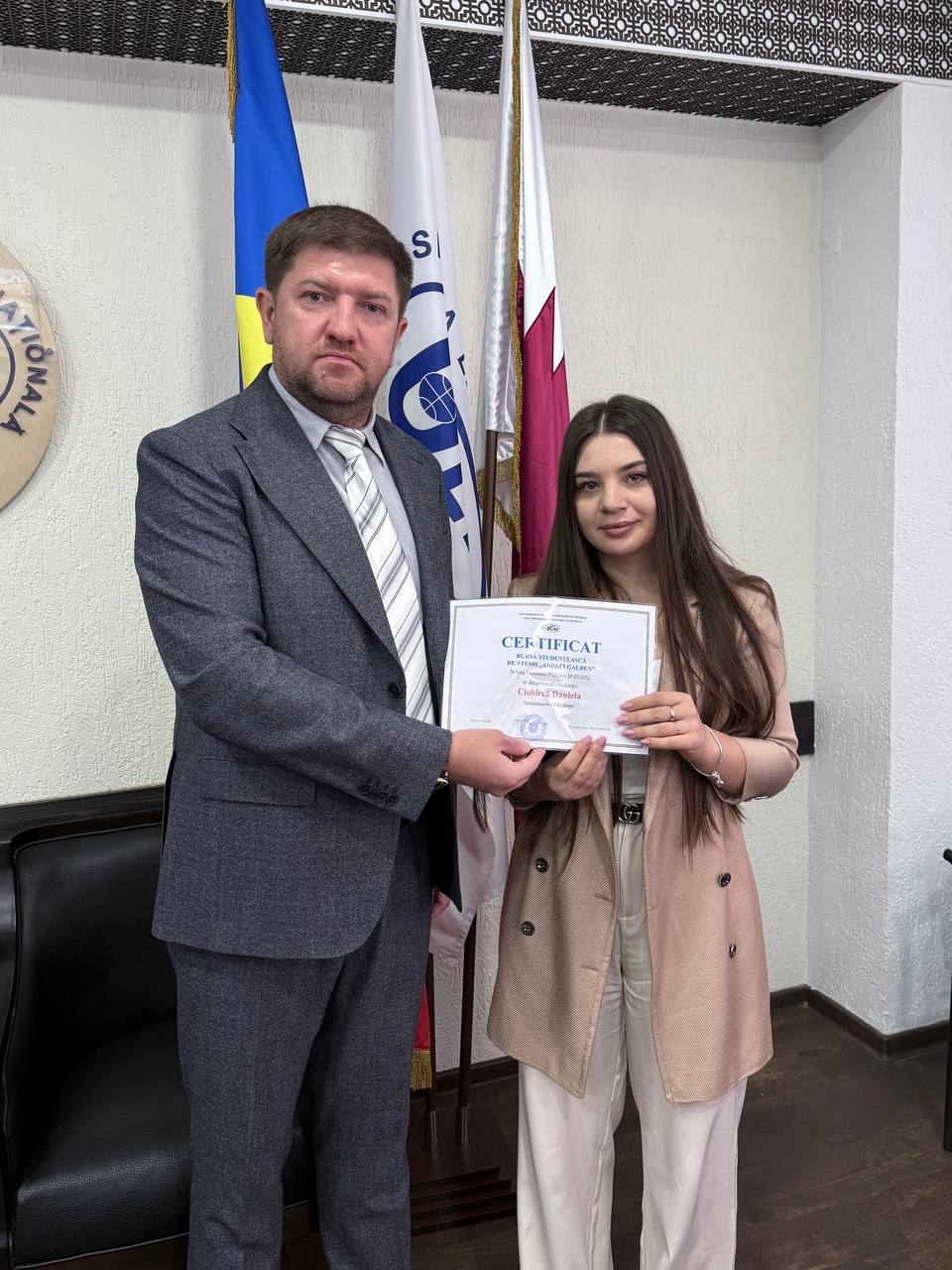 Înmânarea Certificatelor Bursa Studențească de Studii Andrei Galben