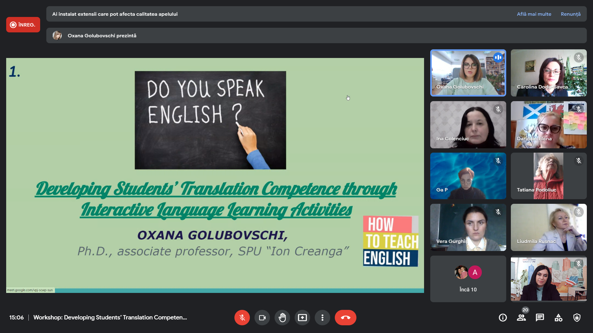 Seminar „Developing Students’ Translation Competence through Interactive Language Learning Activities”, la Facultatea de Litere ULIM, în parteneriat cu American Center și UPS „Ion Creangă”