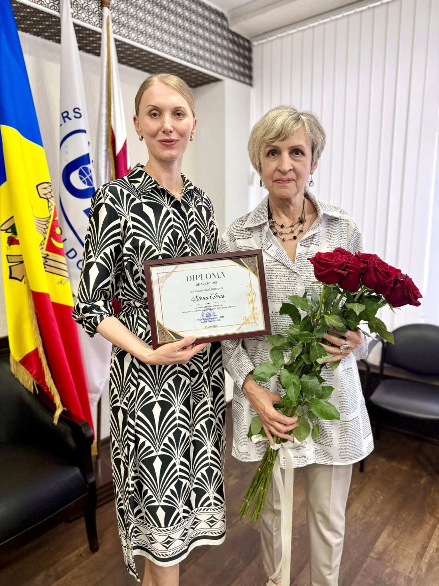 Înmânarea Diplomei de apreciere doamnei Elena Prus